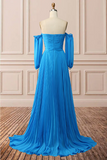 Charming A Line Sweetheart Chiffon Prom Dresses with slit beades Rjerdress