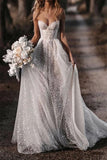 Shiny Glitter Vintage Wedding Dresses A Line Sweetheart Elegant Bride Dress Rjerdress
