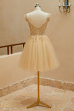 Junior Tulle Cheap Sweetheart Straps Tulle Applique Beaded Homecoming Dresses for Teen RJS951
