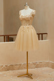 Junior Tulle Cheap Sweetheart Straps Tulle Applique Beaded Homecoming Dresses for Teen RJS951