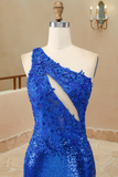 Sheath/Column Sleeveless One-Shoulder Sweep/Brush Train Beading Sequins Prom Evening Dresses
