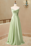 A-Line Long Simple Satin Sleeveless Evening Dress Prom Dresses UK RJS507