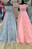 Simple Strapless Long Prom Dresses Floral Strapless Evening Dresses RJS570
