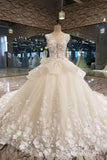 Gorgeous Handmade Flower Tulle Bridal Dresses A Line With Beads Rhinestones