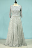 A Line Boat Neck Floor Length Party Dresses Lace With Sash rjerdress