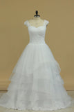 A Line Bridal Dresses Cap Sleeve With Applique Tulle Rjerdress