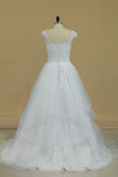 A Line Bridal Dresses Cap Sleeve With Applique Tulle rjerdress