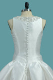 A Line Bridal Dresses Satin Scoop With Beading Court Train Rjerdress