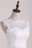 A Line Bridal Dresses Scoop Lace With Sash Tea-Length Rjerdress