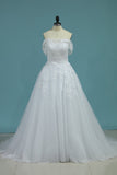 A Line Bridal Dresses Scoop Tulle With Applique Court Train rjerdress