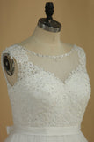 A Line Bridal Dresses Scoop With Applique And Sash Organza Rjerdress