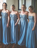 A Line Bridesmaid Dresses Sweetheart Asymmetrical Chiffon With Appliques