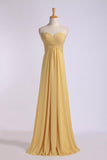 A-Line Chiffon Bridesmaid Dress Strapless Long Prom Evening Gown Rjerdress