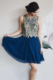 A Line Chiffon Sleeveless Lace Appliques Short Homecoming Dresses