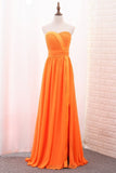 A Line Chiffon Sweetheart Ruched Bodice Floor Length Bridesmaid Dress Rjerdress