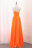 A Line Chiffon Sweetheart Ruched Bodice Floor Length Bridesmaid Dress