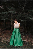 A Line Halter Emerald Green Beaded Prom Dresses Backless Satin Long Prom Dresses Rrjs825 Rjerdress