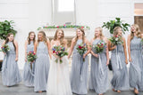A-Line Halter Long Lace Chiffon Sleeveless Bridesmaid Dress Rjerdress