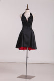 A Line Halter With Applique Hoco Dresses Satin Short/Mini Rjerdress