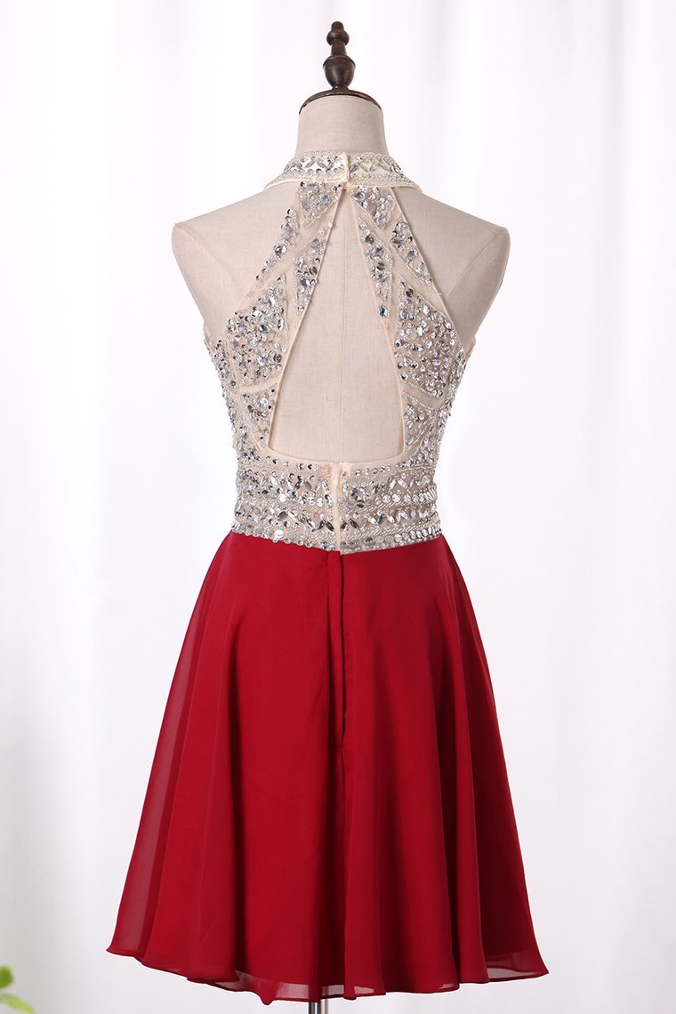 A Line Hoco Dresses Scoop Chiffon With Beading Rjerdress