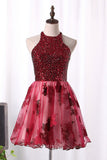 A Line Hoco Dresses Scoop Tulle With Beads And Applique