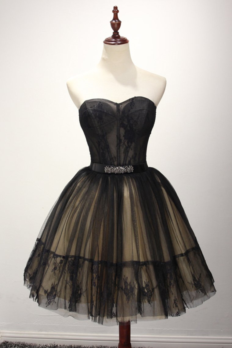A Line Hoco Dresses Sweetheart Tulle With Applique And Sash Rjerdress