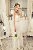 A-Line Ivory Lace Sleeveless V-Neck Vintage V-Back Tulle Floor Length Cheap Wedding Dresses Rjerdress