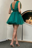 A Line Jewel Neck Tulle Sleeveless Bead Short/Mini Homecoming Dress Rjerdress