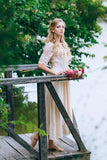 A Line Jewel Neckline Half Sleeve Lace Chiffon Ankle Length Prom Dress Rjerdress