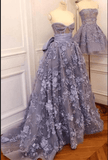 A Line Lace Appliques Sweetheart Prom Dresses Long Blue Quinceanera Dresses RJS617 Rjerdress