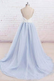 A Line Light Blue Spaghetti Straps Prom Dresses Sweetheart Long Evening Dresses RJS602 Rjerdress