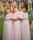 A Line Long Chiffon Off the Shoulder Mix And Match Bridesmaid Dresses Rjerdress