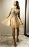 A Line Off Shoulder Gold Lace Embroidery Organza Ruffles Beads Homecoming Dresses Rjerdress