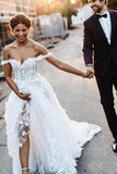 A-Line Off-The-Shoulder Boho Beach Wedding Dresses With Appliques