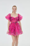 A Line Off The Shoulder Pretty Puff Sleeves Short Homecoming Dress Rjerdress