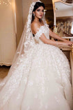 A Line Off The Shoulder Wedding Dresses Tulle With Applique And Beads Court Train Rjerdress