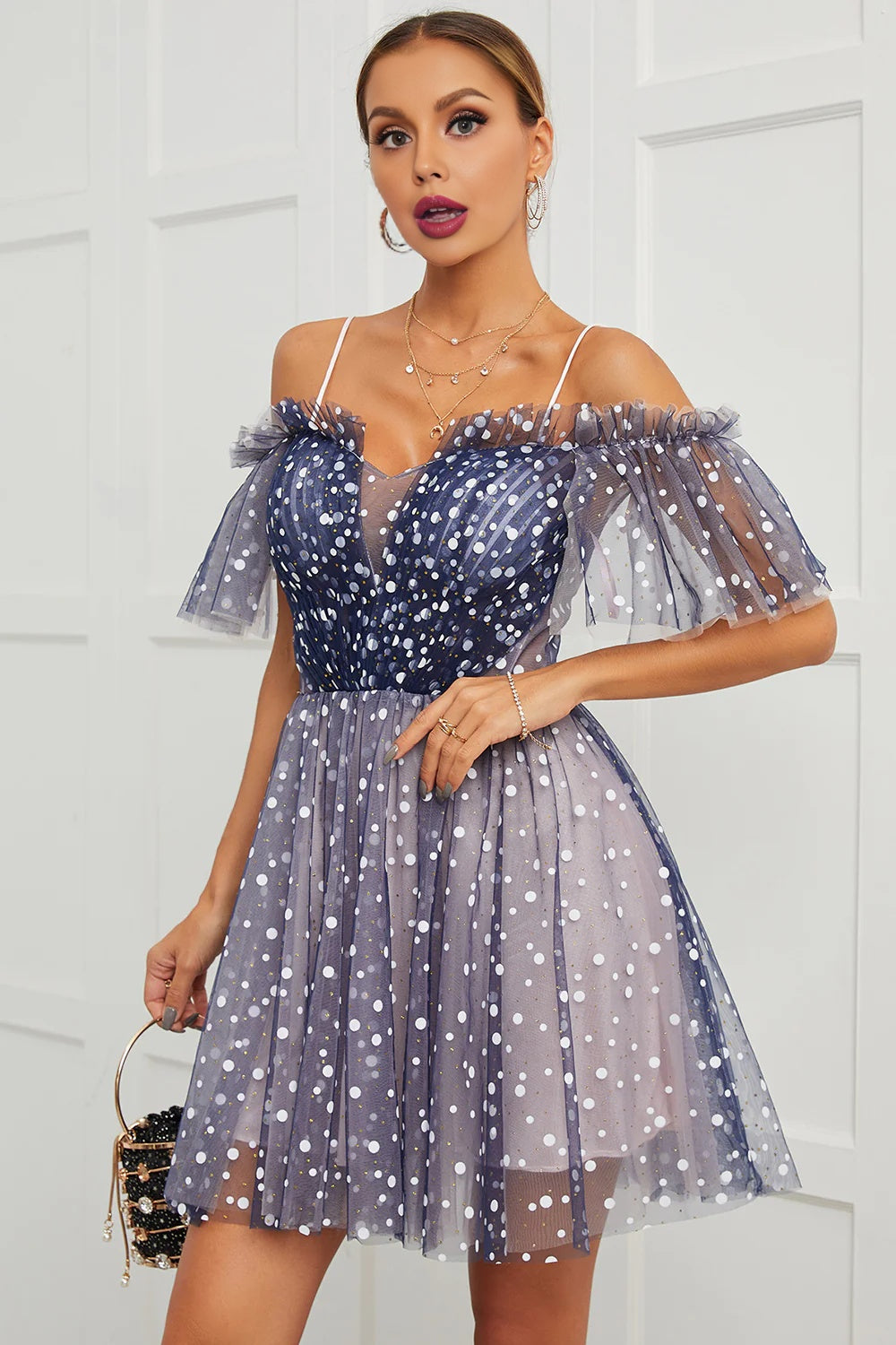 A Line Off the Shoulder Lace up Cute Tulle Homecoming Dresses RJS830 Rjerdress