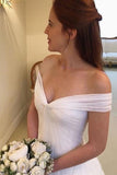 A Line Off the Shoulder Simple Sweetheart Ivory Beach Wedding Dresses Bride Gown RJS447 Rjerdress