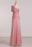 A Line One Shoulder With Ruffles Bridesmaid Dresses Chiffon Floor Length Rjerdress