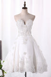 A Line Organza Bridal Dresses Sweetheart With Handmade Flowers