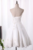 A Line Organza Bridal Dresses Sweetheart With Handmade Flowers Rjerdress