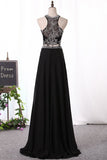 A Line Party Dresses Scoop Beaded Bodice Chiffon Two Pieces