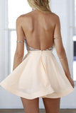 A Line/Princess Halter Homecoming Dresses Chiffon Open Back With Beadings Rjerdress