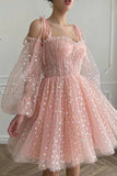 A-Line/Princess Tulle Sequin Sweetheart Sleeveless Short/Mini Homecoming Dresses