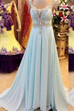 A-Line Prom Dress V-Neck Chiffon Crystal Prom Dress Rjerdress