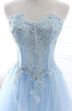 A Line Prom Dresses Sweetheart Tulle With Applique Sweep Train Rjerdress