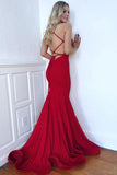 A-Line Red Long Sheath Lace Up Spaghetti Straps Front Sleeveless Prom Dresses Rrjs481 Rjerdress