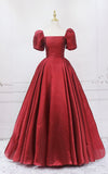 A Line Red Organza Off The Shoulder Floor length Prom Dresses Rjerdress