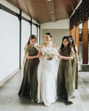 A-Line Round Neck Floor Length Chiffon Bridesmaid Dress Rjerdress