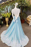 A-Line Satin Princess Dresses Lace Up With Appliques And Bow Knot With Shawl Rjerdress